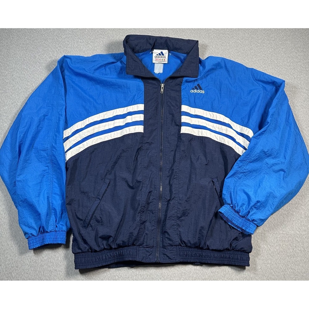 ADIDAS Jacket Mens XL 90's Lined Full Zip‎ Windbreaker 3 Striped Track Jacket